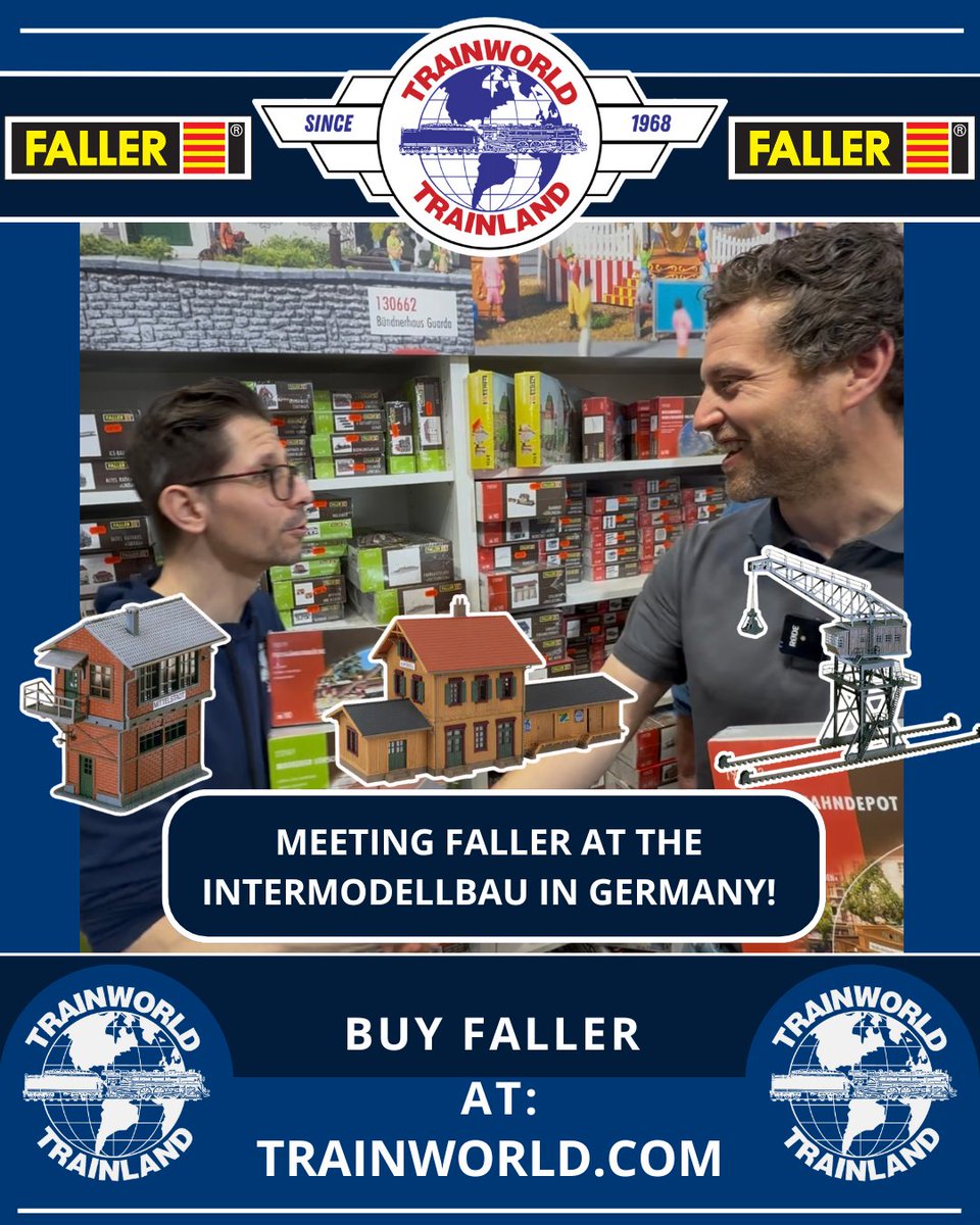 Trainworld's tweet photo. We ran into Faller at the Intermodellbau in Germany! Lots and lots of fun, easy DIY model kits to choose from! 🏗️

Order Faller at https://t.co/1RAdwL6qNr! https://t.co/7YfJZ4GWH4

#Busch #modelbuildings #modelkits #modelscenery #Intermodellbau #trainworld #trainland #modeltrains #trains #modeltrain #modeltrainlayout #modeltrainhobby #railfan #toytrain #toytrains #trainset #trainsets #ridewithtrainworld