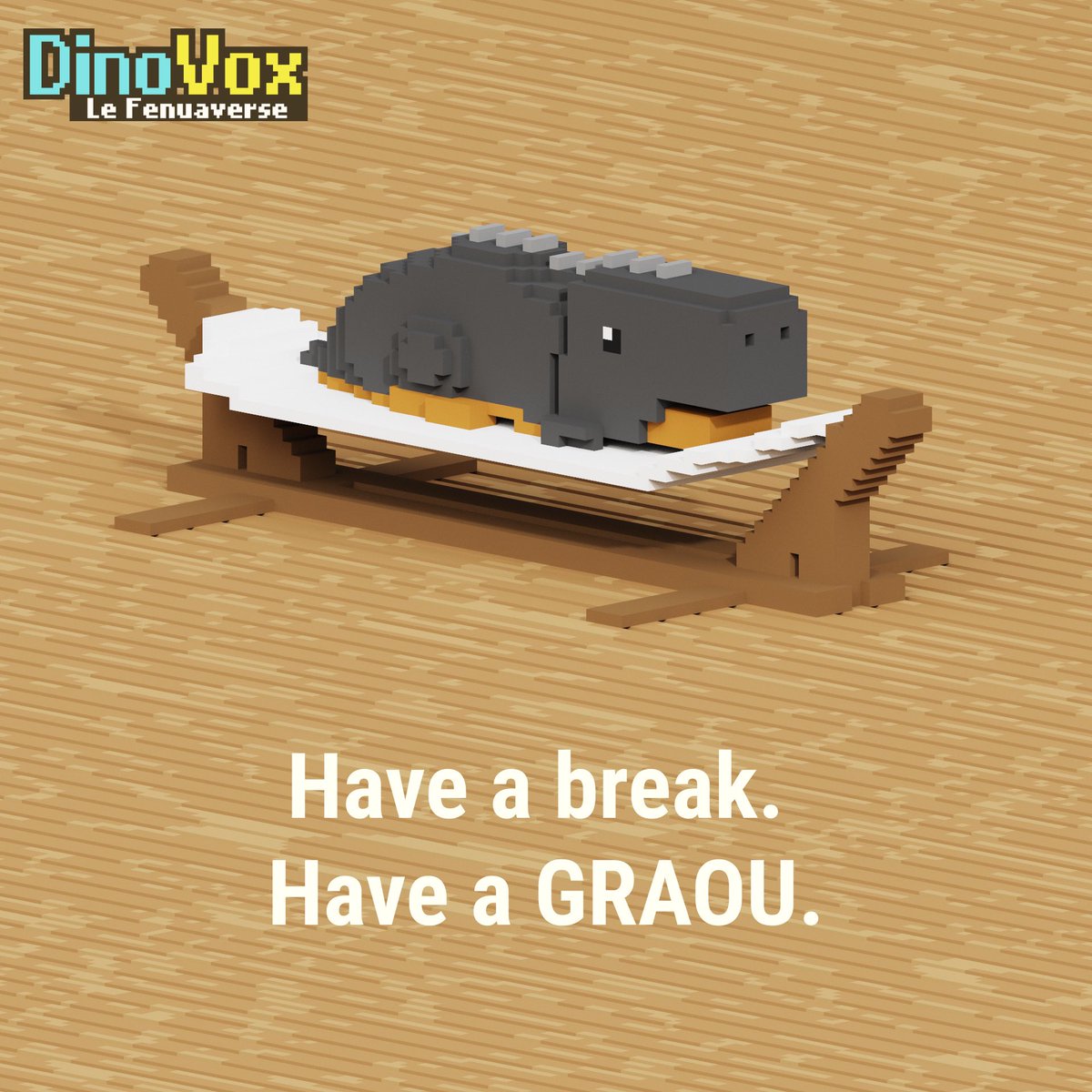 TheDinoVox's tweet image. 🦖• Have a break. Have a GRAOU.

Even dinos need to cool down. 

See you tomorrow for lesson 6. 🌴