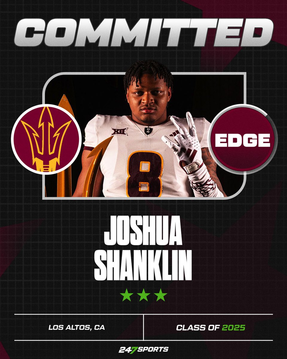 BREAKING: Foothill (Calif.) College edge Joshua Shanklin, the No. 1 JC edge nationally and No. 1 JUCO player in California in the 2025 class, is headed to the Big 12 with his commitment to Arizona State and he talks about why he picked the Sun Devils 247sports.com/college/arizon…