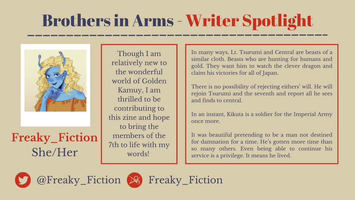 [ #goldenkamuy #zine ]

Another amazing writer coming up, Freaky Fiction (<a href="/Freaky_Fiction/">Freaky</a>)!