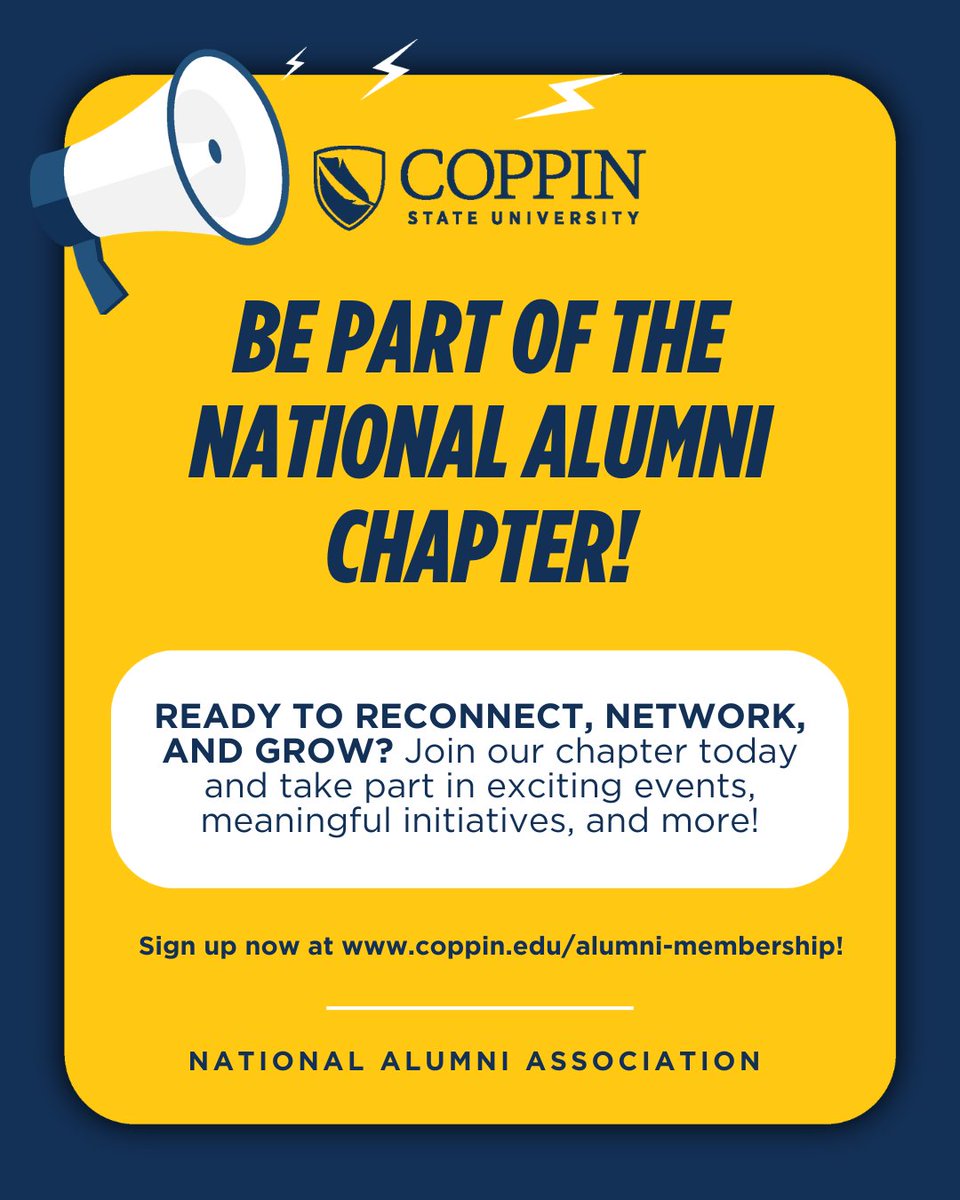🗳 Coppin alumni—election day is May 6! Make sure you're a CSUNAA member to vote.
Sign up now 👉 coppin.edu/alumni-members…
Let your voice shape the future.
#CoppinMade #CSU125 #AlumniLeadership #EaglePride

#CoppinForever