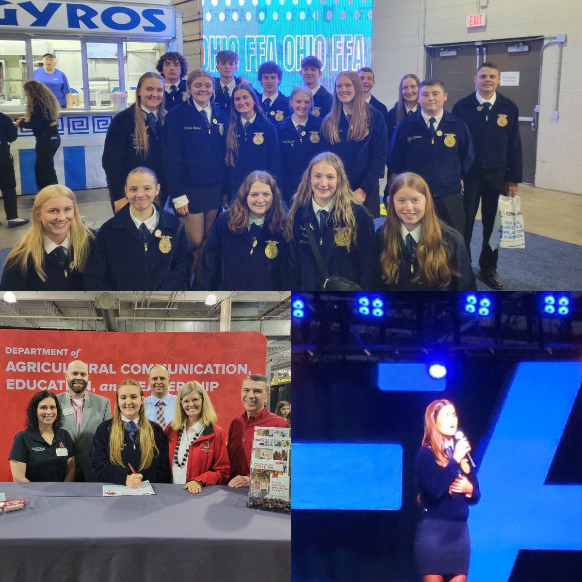 Great start to the Ohio FFA Convention!  Members attended the 1st session where Mora Menzie provided the in session talent presentation. Later, the members attended the College and Career Show, where Katelynne Michael signed her letter with OSU ACEL Department!