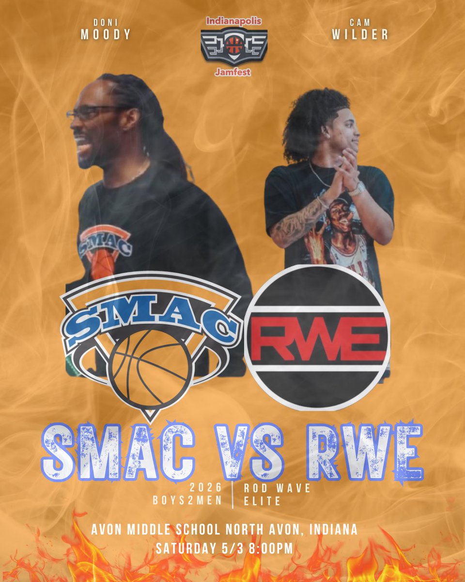 SMAC Basketball (@smacbasketball) on Twitter photo Itβs on and poppin!
2026 SMAC BOYS2MEN vs Rod Wave Elite
ποΈ Saturday 5/3
π Avon Middle School North (Indiana)
#SMACNATION <a href="/Elite40boys/">Elite 40 League (Boys)</a> <a href="/Ohio_Basketball/">OhioBasketball.com</a> Itβs on and poppin!
2026 SMAC BOYS2MEN vs Rod Wave Elite
ποΈ Saturday 5/3
π Avon Middle School North (Indiana)
#SMACNATION <a href="/Elite40boys/">Elite 40 League (Boys)</a> <a href="/Ohio_Basketball/">OhioBasketball.com</a>