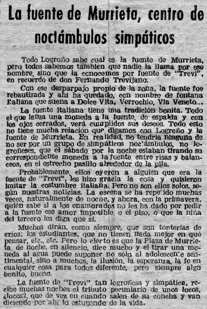 La Fuente de Murrieta de #Logroño, nuestra Fontana de Trevi, 1966