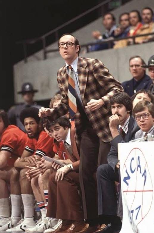 Jim Boeheim with his young assistant Rick Pitino looking on.