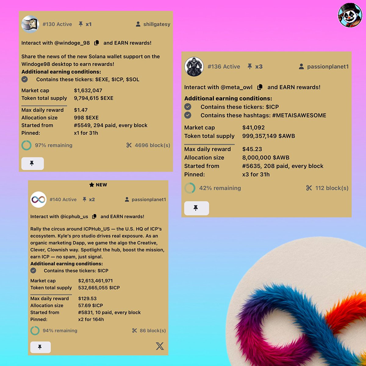 mr430aoncrypto's tweet photo. Good afternoon everybody!😀🤟🏼
It's ya boy 430aoncrypto & this is another episode of👇🏼
𝐀𝐝𝐝𝐢𝐭𝐢𝐨𝐧𝐚𝐥 𝐞𝐚𝐫𝐧𝐢𝐧𝐠 𝐜𝐨𝐧𝐝𝐢𝐭𝐢𝐨𝐧𝐬:
Much love to the gang🫶🏼
@windoge_98
@Meta_Owl
@icphub_US
TRIPLE PRINTING IS SEXY!!⛏️🤡🖨️💰📲
#METAISAWESOME 𝕩 $EXE 𝕩 $ICP 𝕩 $SOL https://t.co/98lDpd5esg