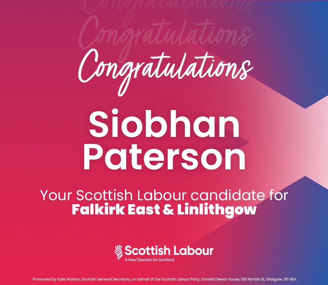 Congratulations Siobhan Paterson! Scottish Labour’s candidate for Falkirk East and Linlithgow. #NewDirection