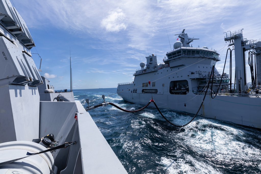 UK Carrier Strike Group (@comukcsg) on Twitter photo Since leaving the UK we have conducted 11 replenishments at sea or a (RAS).
With <a href="/RFATidespring/">RFA Tidespring</a>, <a href="/RFATideforce/">RFA Tideforce</a> and Norwegian tanker HNoMS Maud supplying #CSG25 with around 3,000 cubic meters of fuel which is about 3 million litres.
🇬🇧🇳🇴🇵🇹🇪🇸🇨🇦
#StrongerTogether
#OpHighmast Since leaving the UK we have conducted 11 replenishments at sea or a (RAS).
With <a href="/RFATidespring/">RFA Tidespring</a>, <a href="/RFATideforce/">RFA Tideforce</a> and Norwegian tanker HNoMS Maud supplying #CSG25 with around 3,000 cubic meters of fuel which is about 3 million litres.
🇬🇧🇳🇴🇵🇹🇪🇸🇨🇦
#StrongerTogether
#OpHighmast