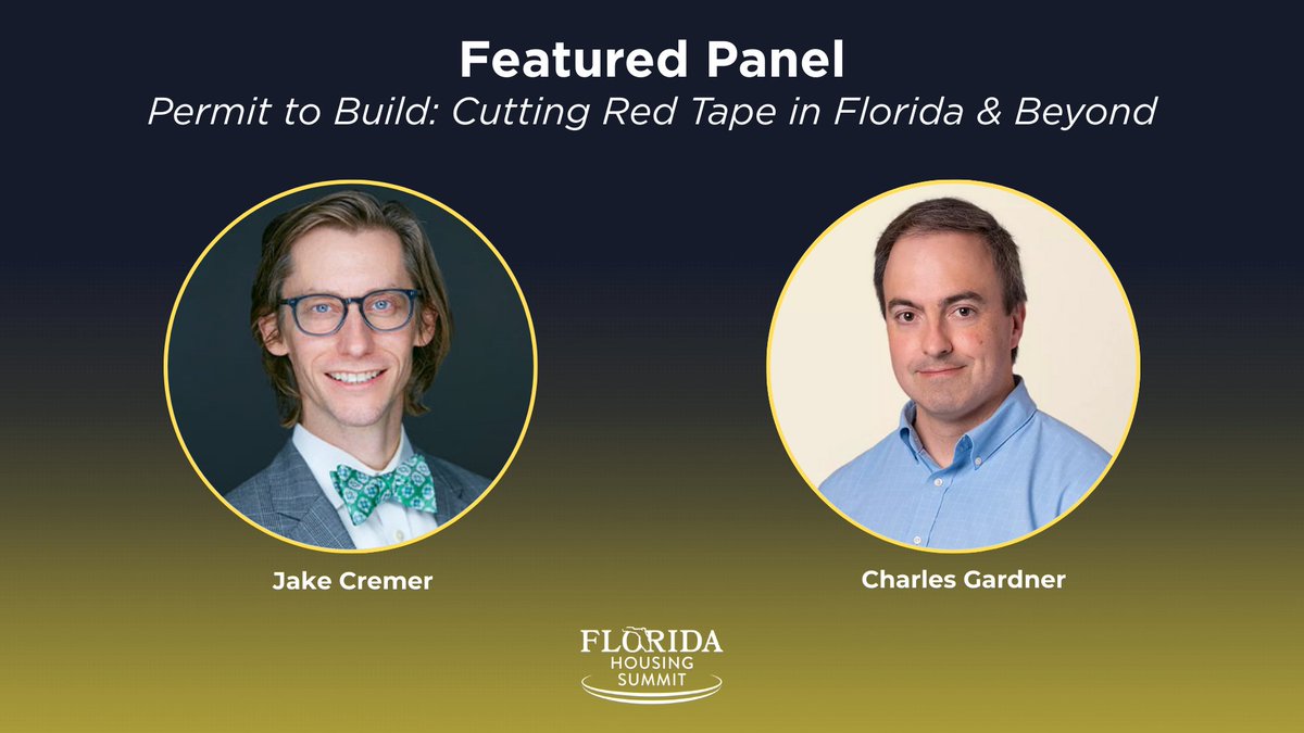 FLPolicyProject's tweet image. Join us at the Florida Housing Summit for an insightful fireside chat with Jake Cremer from @StearnsWeaver, and Charles Gardner from the @mercatus as they explore smart solutions to reduce permitting delays from government red tape.

Register now eventbrite.com/e/2025-florida…