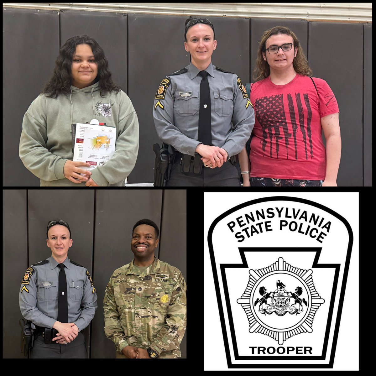 Trooper Schick teamed up with several colleges, businesses, and military branches for Titusville High School career fair!!! I may have found some future Troopers!