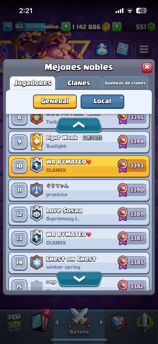Top 10 y top 11 del mundo
Clanes para finalizar temporada md 💸