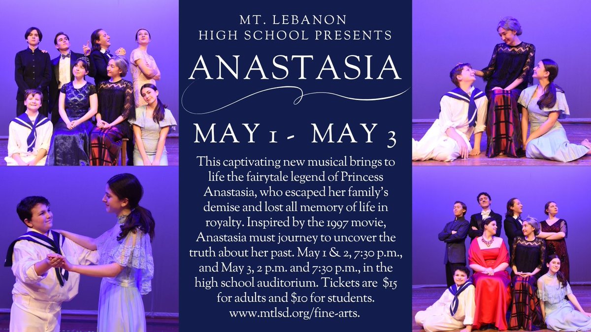 Power’s back in the auditorium, and the spotlight is on our students! Join us this weekend for Anastasia! Tickets are still available both online and at the door (cash/check): locallevelevents.com/events/details…