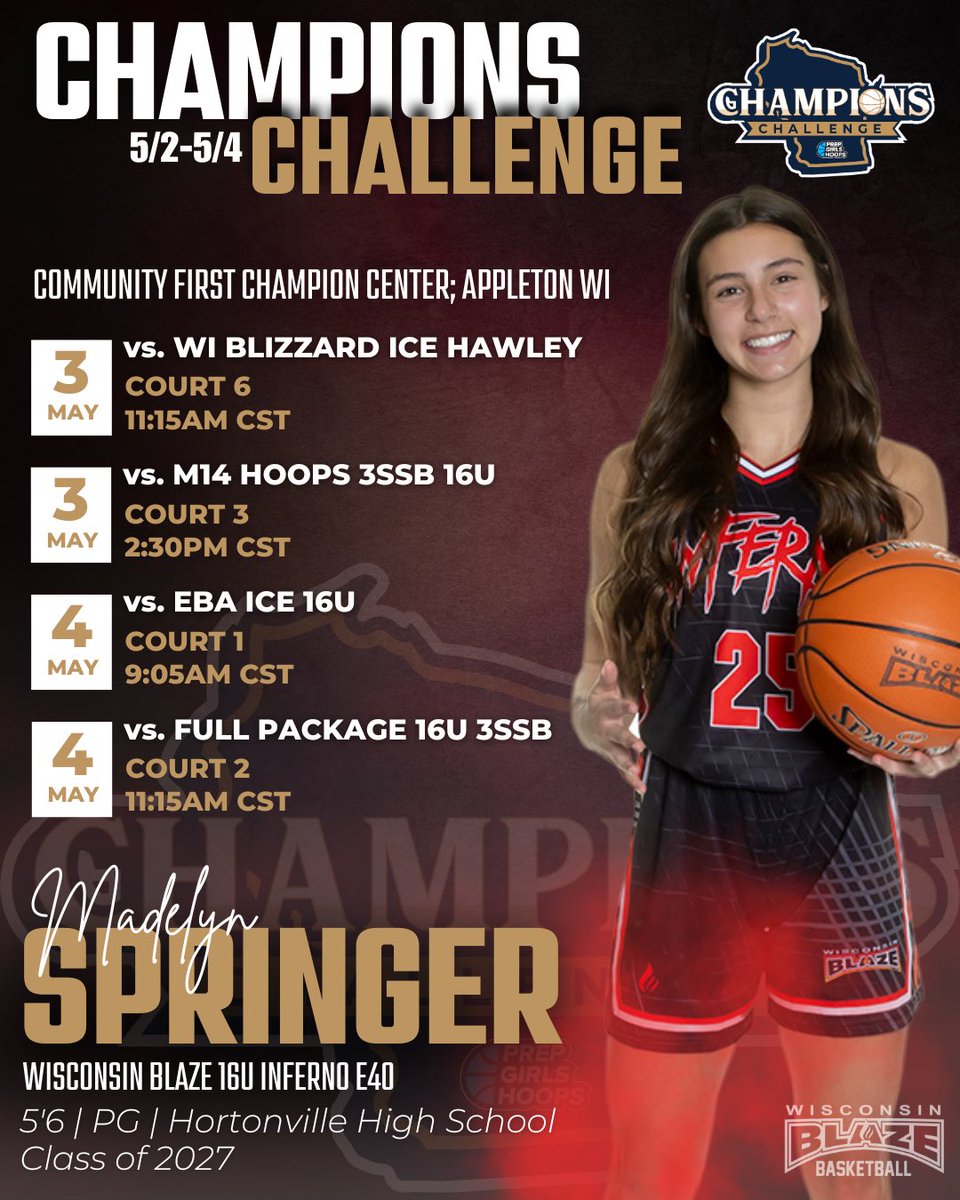 Madelyn Springer (@madi_springer25) on Twitter photo Come check out me and my team at <a href="/PGHCircuit/">Prep Girls Hoops Circuit 🏀</a> Champions Challenge! <a href="/LisaMVanWyk/">Lisa Van Wyk</a> <a href="/WIBlazeInferno/">WI Blaze Inferno Girls</a> <a href="/BradyJ_Peterson/">Brady Peterson🇵🇷</a> Come check out me and my team at <a href="/PGHCircuit/">Prep Girls Hoops Circuit 🏀</a> Champions Challenge! <a href="/LisaMVanWyk/">Lisa Van Wyk</a> <a href="/WIBlazeInferno/">WI Blaze Inferno Girls</a> <a href="/BradyJ_Peterson/">Brady Peterson🇵🇷</a>