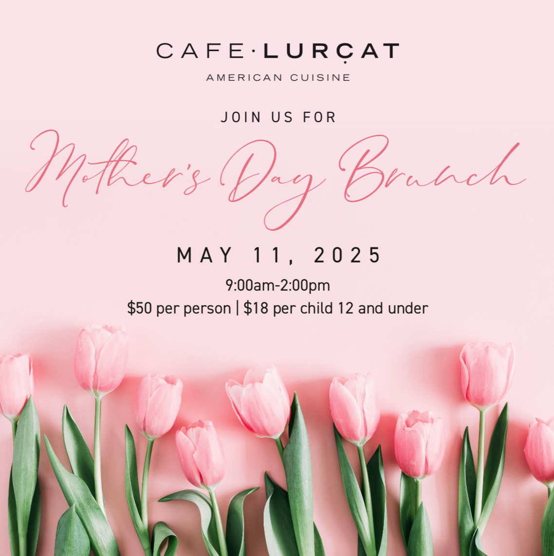 Bloom into the new season with us! Join us for a delightful Mother’s Day brunch on Sunday, May 11. Treat the special women in your life to a delicious family-style feast for $50 per adult and $18 for kids 12 and under. lurcatminneapolis.com/promotions