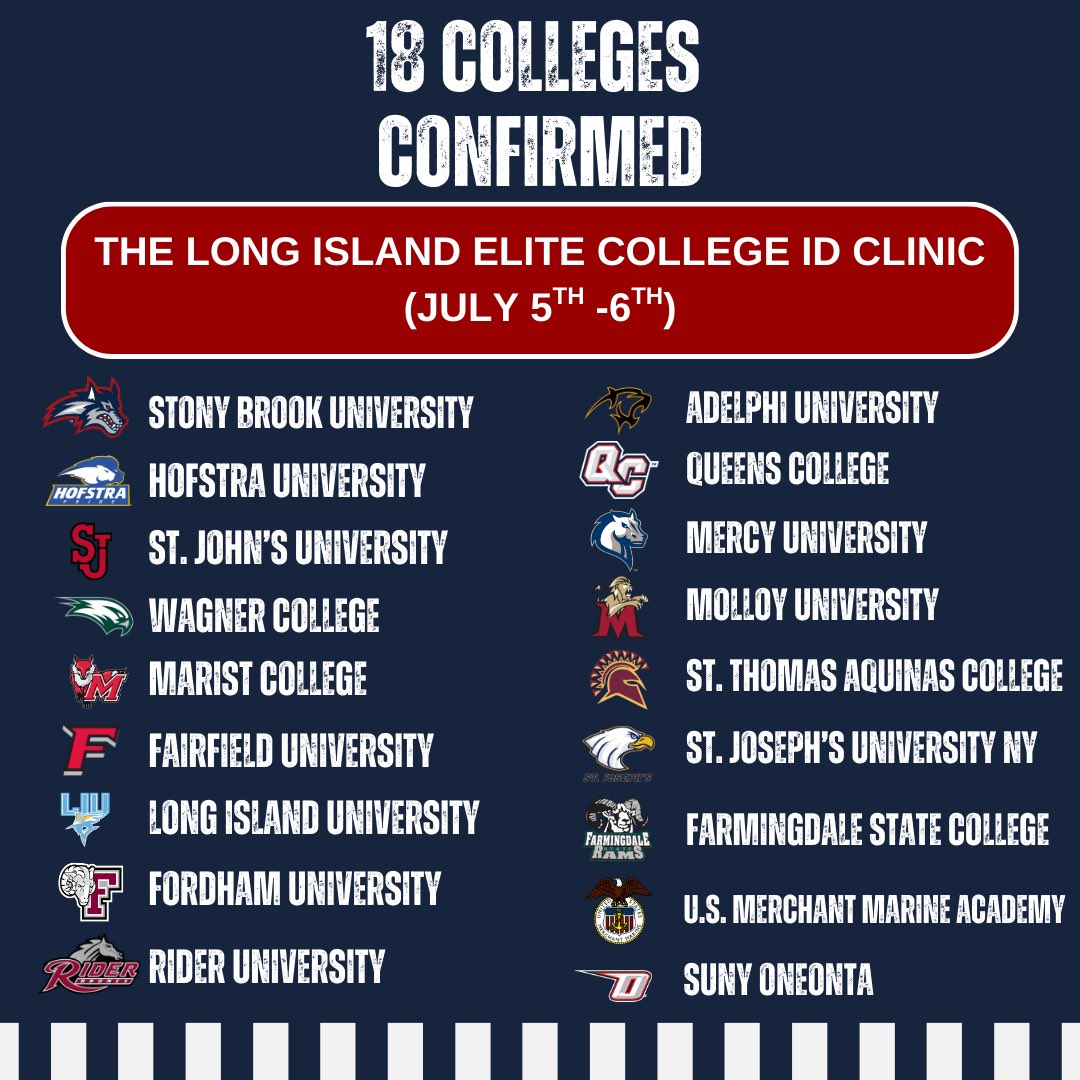 𝗟𝗮𝘀𝘁 𝗗𝗮𝘆 𝘁𝗼 𝗦𝗮𝘃𝗲 $𝟱𝟬 on Early Bird Registration for the 𝗟𝗼𝗻𝗴 𝗜𝘀𝗹𝗮𝗻𝗱 𝗘𝗹𝗶𝘁𝗲 𝗖𝗼𝗹𝗹𝗲𝗴𝗲 𝗜𝗗 𝗖𝗹𝗶𝗻𝗶𝗰‼️

📍 July 5th - 6th, LaValle Stadium at Stony Brook University 
🔗 tobiasbischofsoccertraining.com