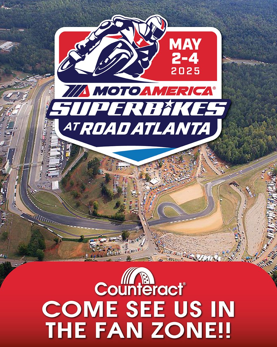 CounteractNews's tweet photo. 🏍️ We're in the Fanzone at MotoAmerica Road Atlanta starting TODAY through Sunday, May 4th! 🎉 Come check out Counteract at the legendary Michelin Raceway Road Atlanta in Braselton, Georgia — we’re geared up for an adrenaline-packed weekend of racing and excitement!
#MotoAmerica https://t.co/46SzRDB67E