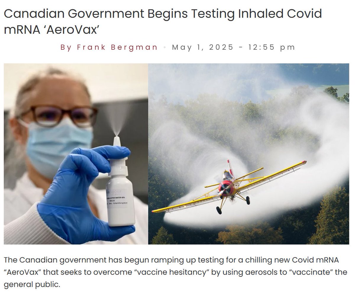 The Canadian government has begun ramping up testing for a chilling new Covid mRNA “AeroVax” that seeks to overcome “vaccine hesitancy” by using aerosols to “vaccinate” the general public.

Unlike traditional “vaccines” that are deployed using injections, the new AeroVax is an
