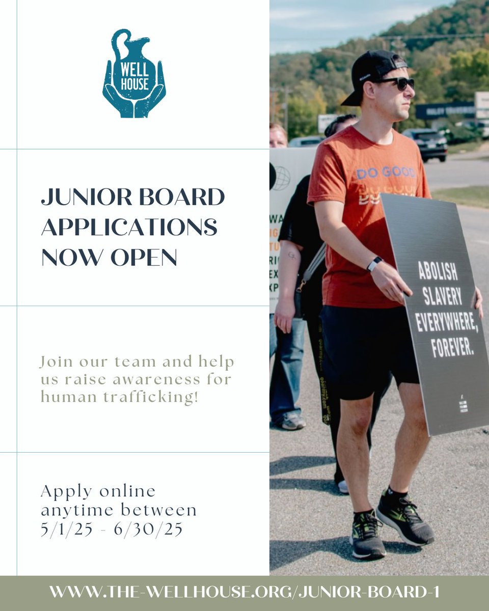 Applications are now OPEN for The WellHouse Junior Board!

We're looking for passionate, community-minded individuals ready to raise awareness and advocate for survivors of human trafficking.

This is your chance to lead, serve, and make a real impact.

the-wellhouse.org/junior-board-1