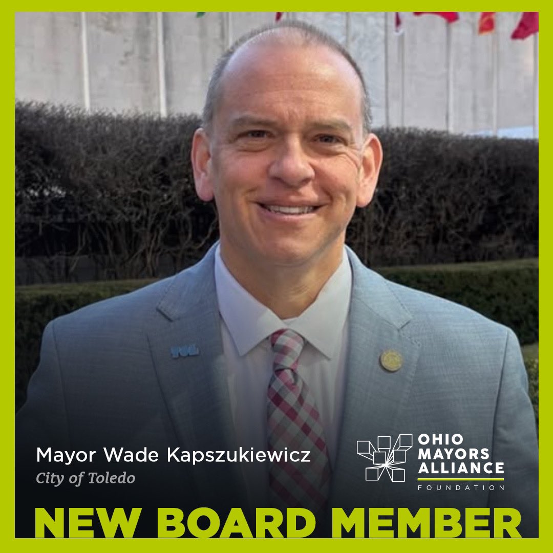 Ohio Mayors Alliance (@ohiomayors) on Twitter photo We are beyond excited to send our Congratulations to <a href="/wadekaps/">Mayor Wade Kapszukiewicz</a> of Toledo on being appointed to the Ohio Mayors Alliance Board this week. His leadership and dedication to our organization continues to make a statewide impact. Weāre proud to see Toledoās voice represented at the We are beyond excited to send our Congratulations to <a href="/wadekaps/">Mayor Wade Kapszukiewicz</a> of Toledo on being appointed to the Ohio Mayors Alliance Board this week. His leadership and dedication to our organization continues to make a statewide impact. Weāre proud to see Toledoās voice represented at the
