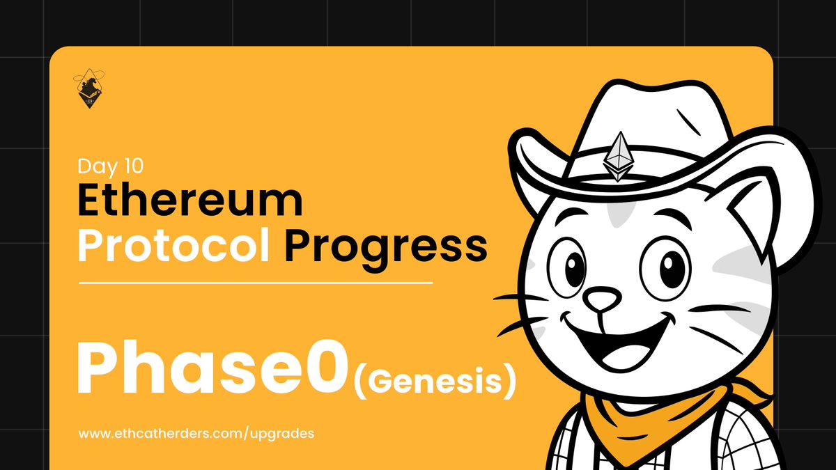 ECHInstitute's tweet photo. 🚀 Day 10 of Protocol Progress with @EthCatHerders: Phase0 (Genesis)
🧵 Follow this thread to stay updated and deepen your #Ethereum knowledge.
👇Dive into #Phase0 Upgrade - Beacon Chain (Phase 0) aka Ethereum 2.0 went live✨ https://t.co/NcZnFrnsZW