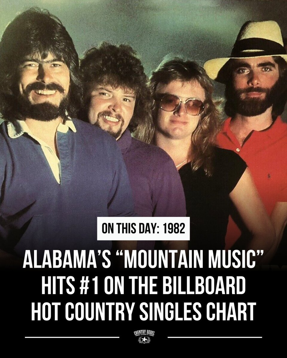 countryrebel's tweet photo. 43 years ago today, "Mountain Music" became Alabama's sixth number one hit. It was a big week for the band, as they took home the ACM Awards for both Top Vocal Group and Entertainer of the Year just a few days later. 

#ThisDayInCountry #ClassicCountry #MountainMusic https://t.co/alhUmNPG1F