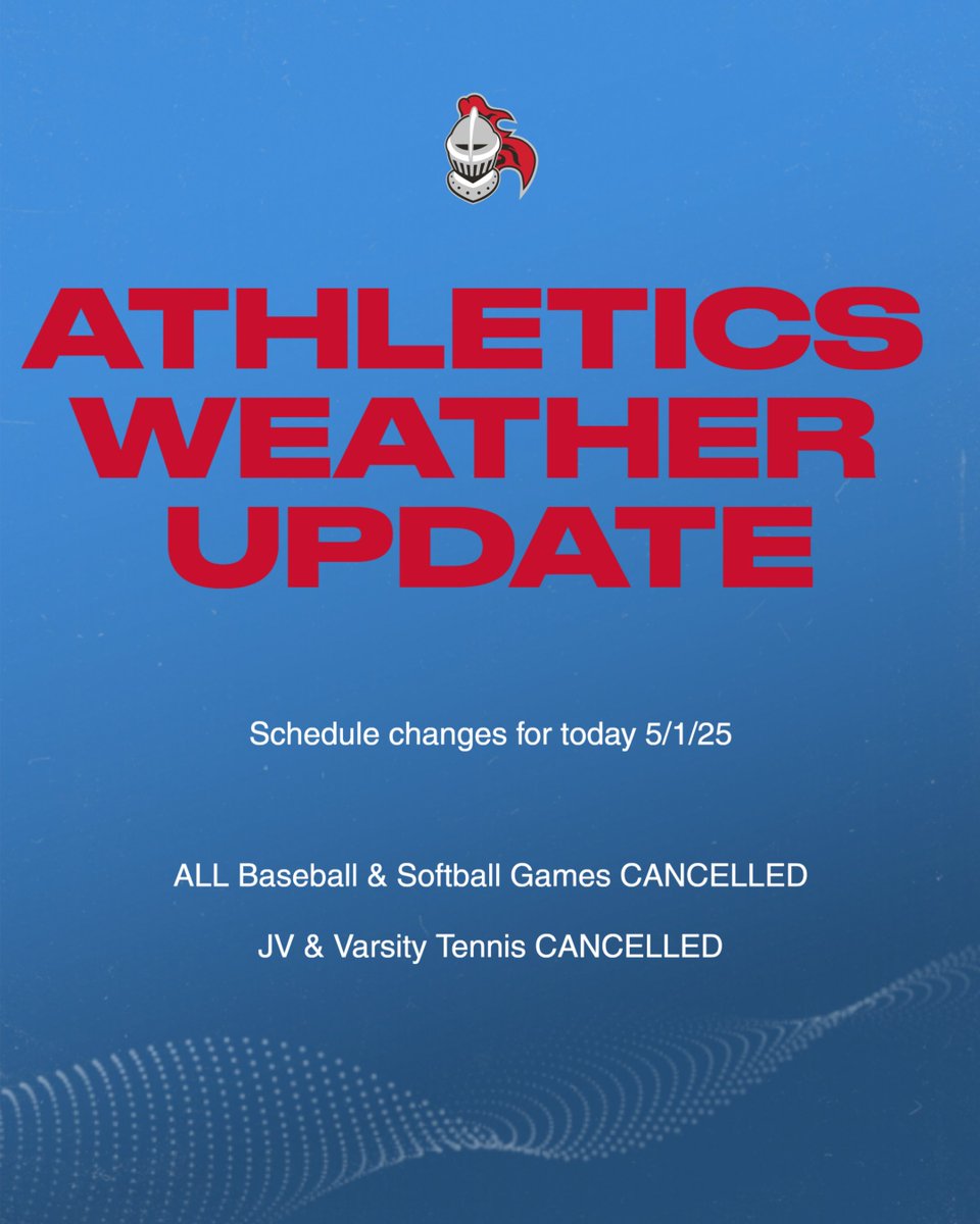 The last round of rain has caused ALL Baseball, Softball and Tennis games/matches to be CANCELLED