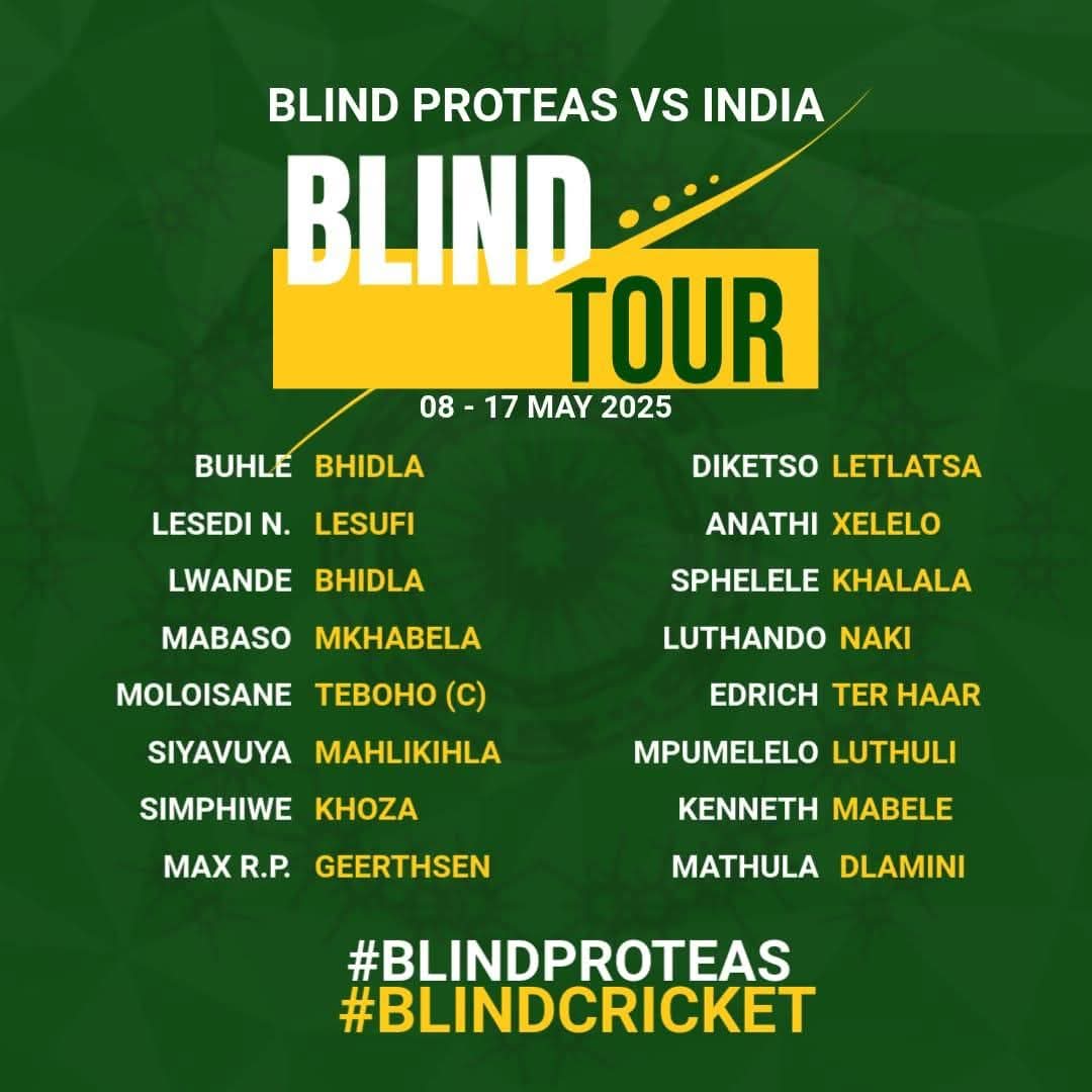 🇿🇦🏏🇮🇳 Blind Proteas in India (Bangalore) for T20 series (May 12-16)! Coaching clinic May 10-11. Follow <a href="/BlindcricketS/">Blind Cricket South Africa 🇿🇦🏏</a>! #BlindCricketSouthAfrica #IndiaTour
#T20Cricket