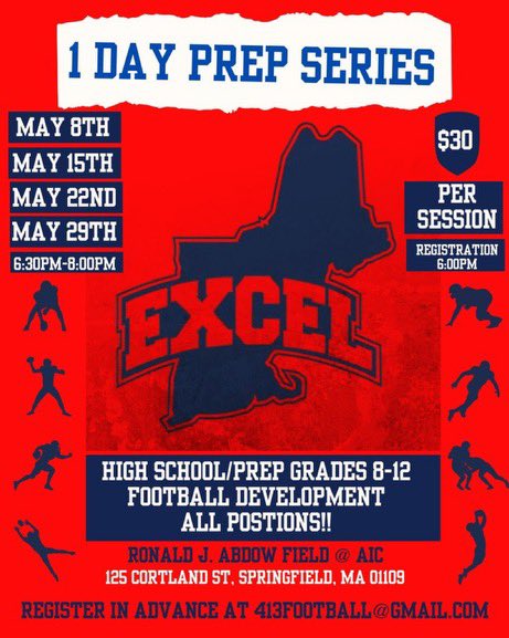 GO TIME FELLAS!!!!! Lock these 4 dates into your calendar and prep for 1 day’s

DATES: May 8th, 15th, 22nd, and 29th 6:30-8pm

LOCATION: AIC