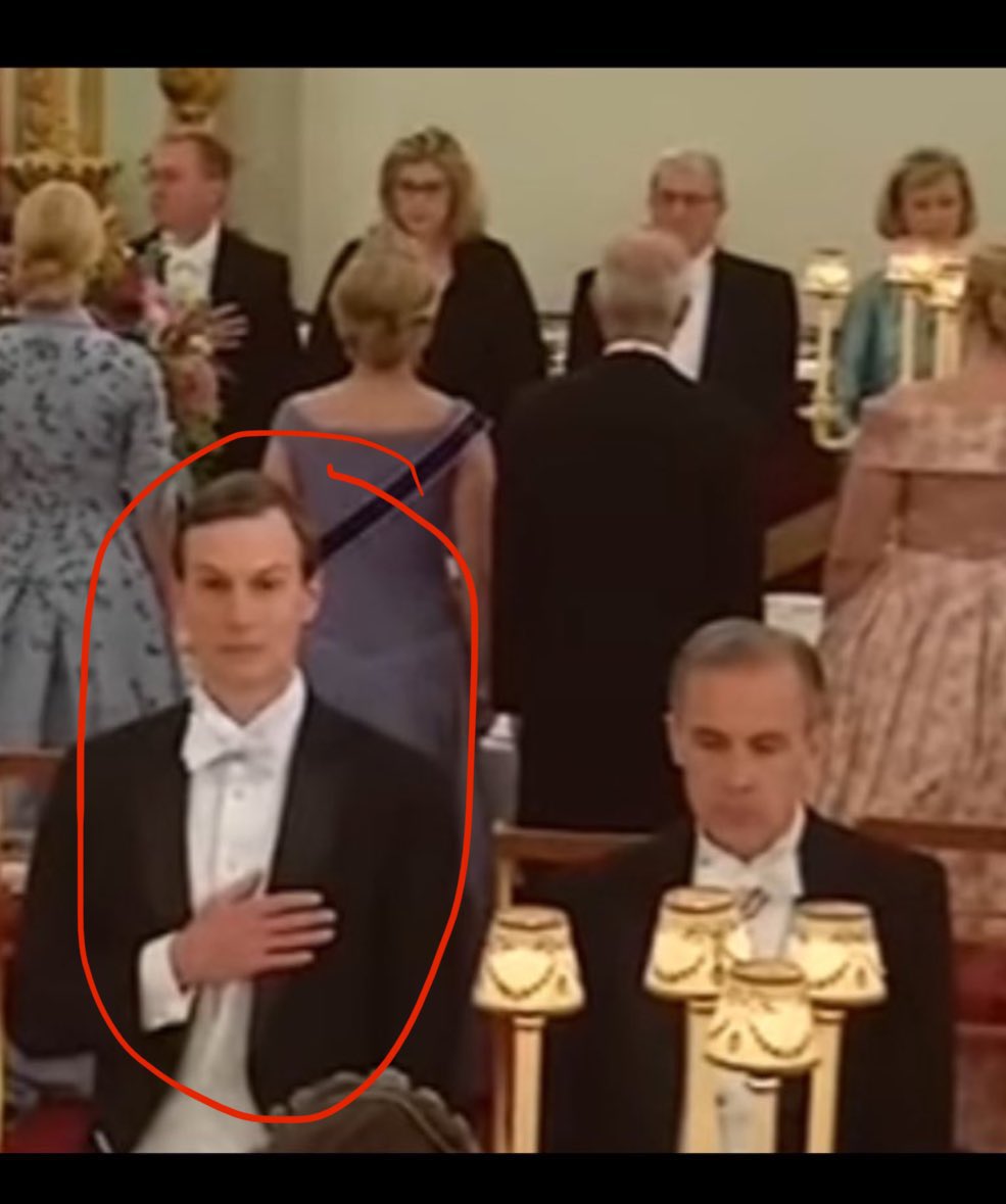 A reminder to all the elbows up Liberal voters. 
The guy circled sitting next to Mark Carney is Trump’s SON IN LAW, the one Mark gave a $1.2 billion loan to, bailing him out by paying off a 99 year lease on 666 Park Avenue, New York, USA. 
The more you know💫
#ElbowsUp