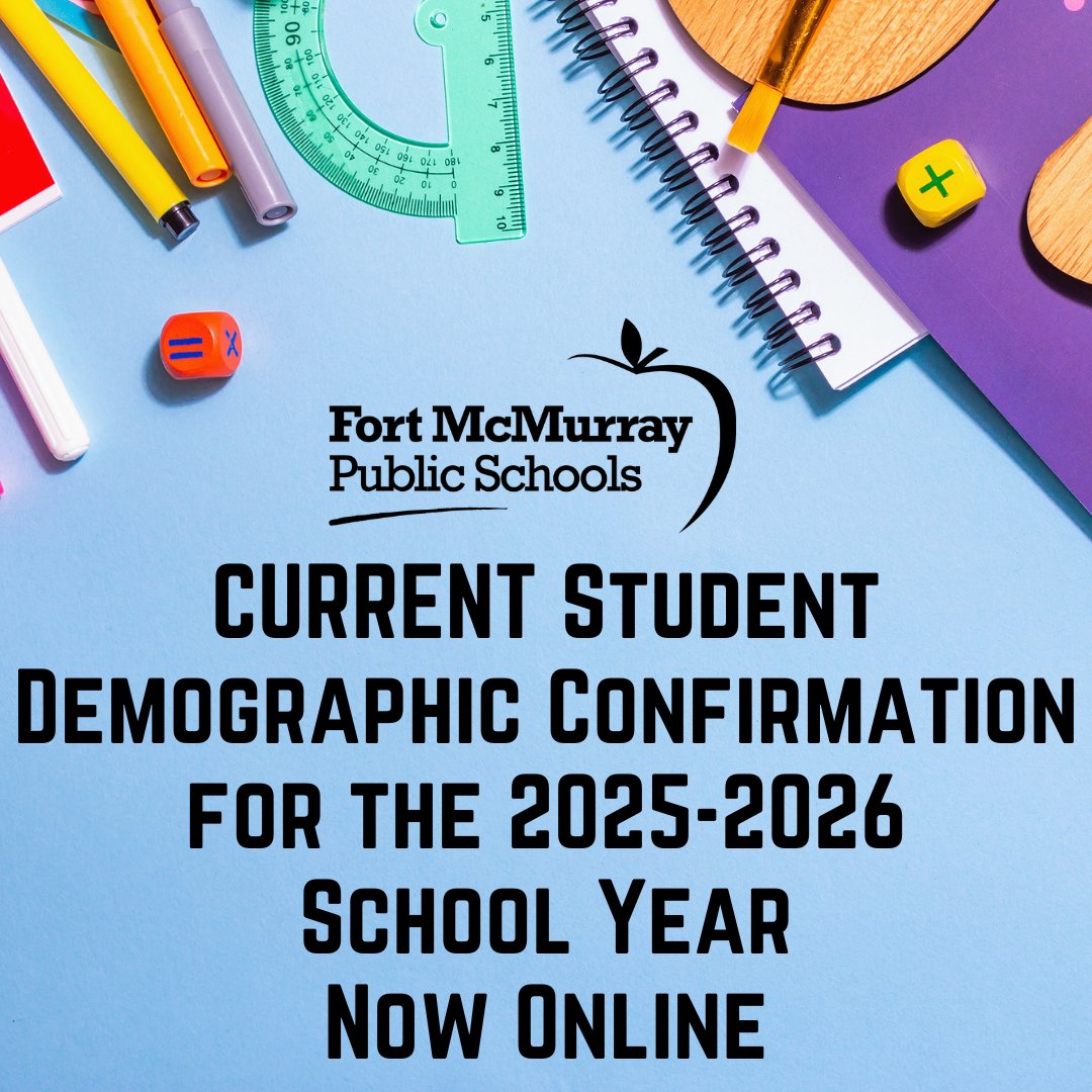 It is extremely important for the student demographic confirmation for returning students to be completed as soon as possible so we can effectively plan for the 2025 / 2026 school year: fmpsdschools.ca/registration/c… Thank you to the families who have already done so! <a href="/FMPSD/">Fort McMurray Public School Division</a> <a href="/MyMarkaz/">Markaz-Ul-Islam</a>