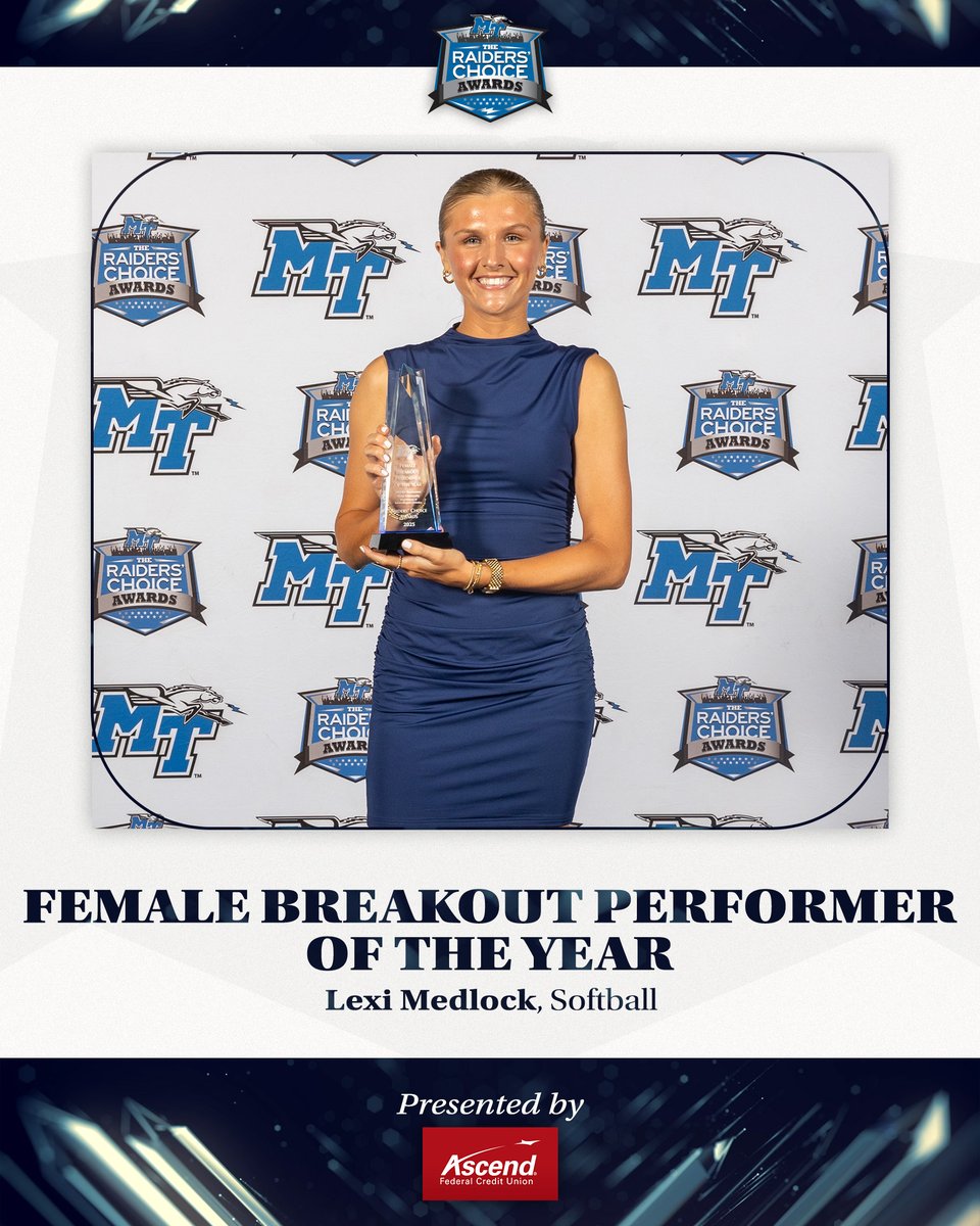 Big plays led to a big year for Blue Raider Softball’s <a href="/LexiMedlock/">Lexi Medlock</a>, our 𝐅𝐞𝐦𝐚𝐥𝐞 𝐁𝐫𝐞𝐚𝐤𝐨𝐮𝐭 𝐏𝐞𝐫𝐟𝐨𝐫𝐦𝐞𝐫 𝐨𝐟 𝐭𝐡𝐞 𝐘𝐞𝐚𝐫!
 
#RCA2025