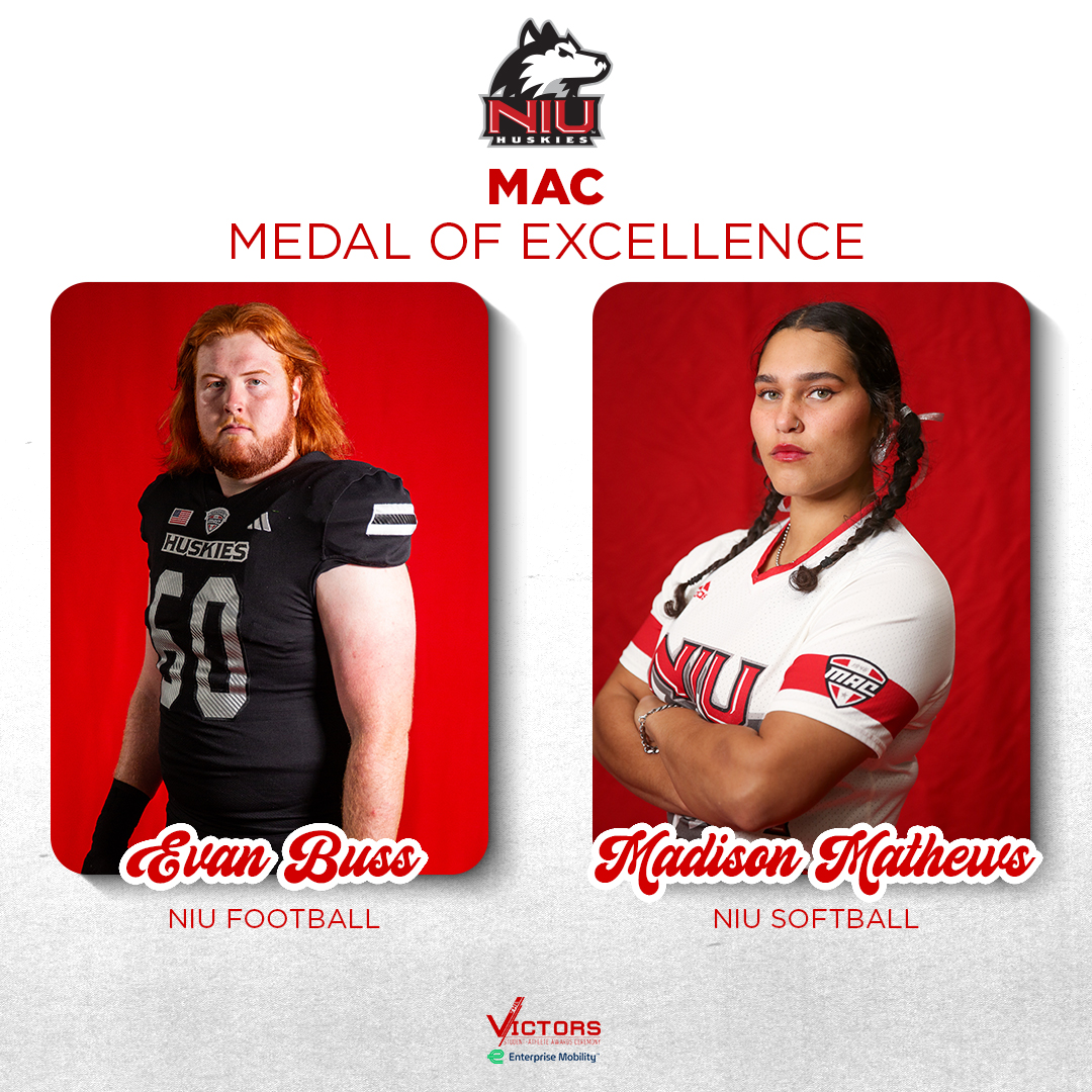Congrats to Evan Buss and Madison Mathews on earning the <a href="/MACSports/">MACtion</a> Medal of Excellence 🏅