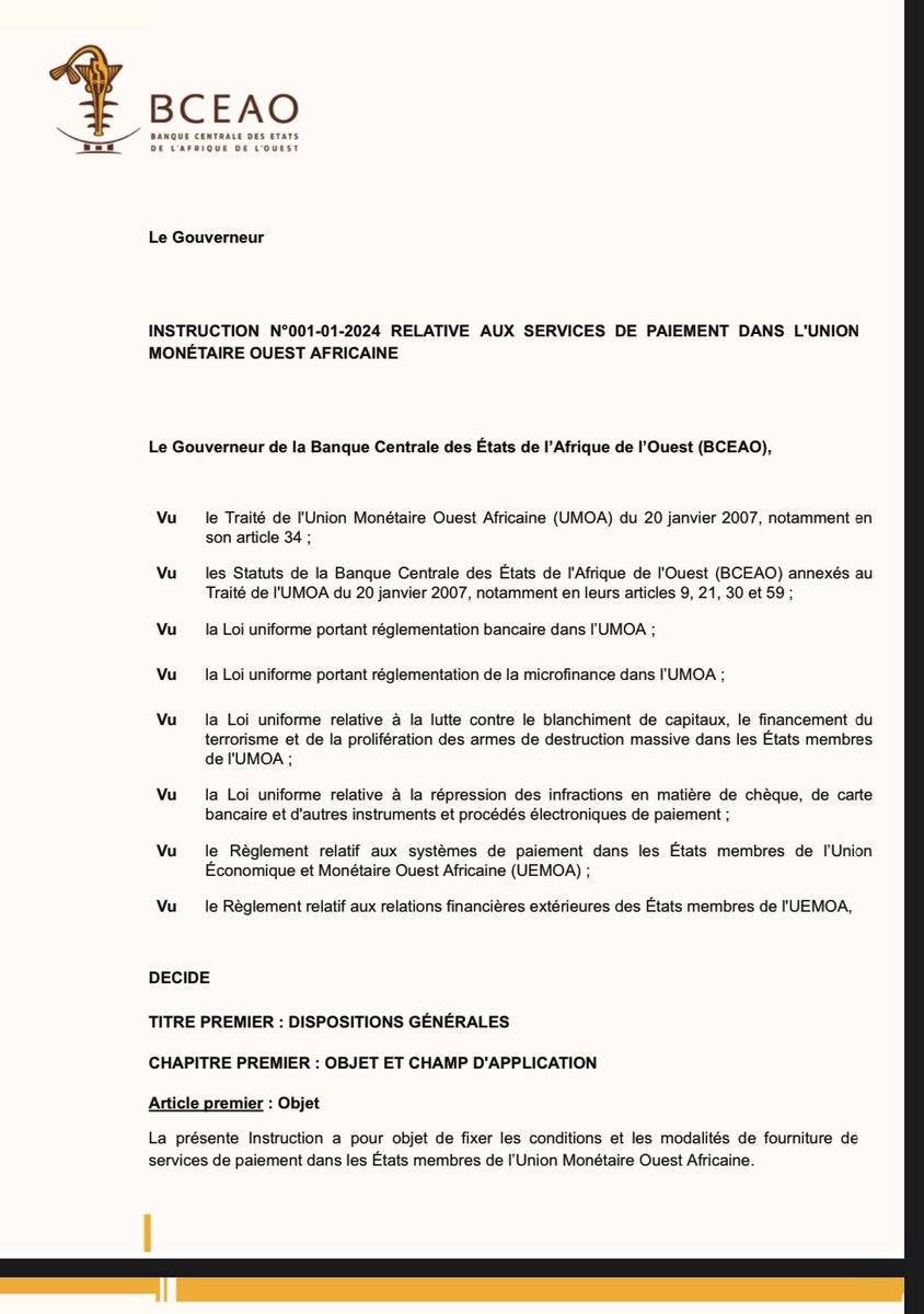 Noo_IDcard's tweet image. ‼️ Depuis 21h la BCEAO a arrêté toutes les opérations des Fintech de la zone UMOA 

Depuis Janvier 2024 , elle a adopté une nouvelle réglementation qui impose aux établissements de paiements (EDP) d’obtenir un agrément pour poursuivre leurs activités.

« À partir du 1er mai…