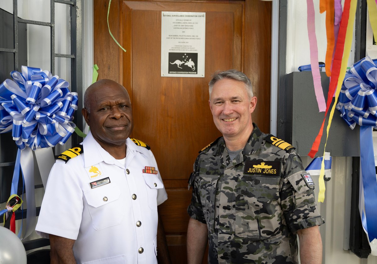 CJOPSAustralia's tweet image. Great to be able to open the newly refurbished National Surveillance Coordination Centre (NSCC) in Port Moresby during my recent visit to PNG, alongside Chief of the PNGDF, Rear Admiral Philip Polewara, DMS, MBE
