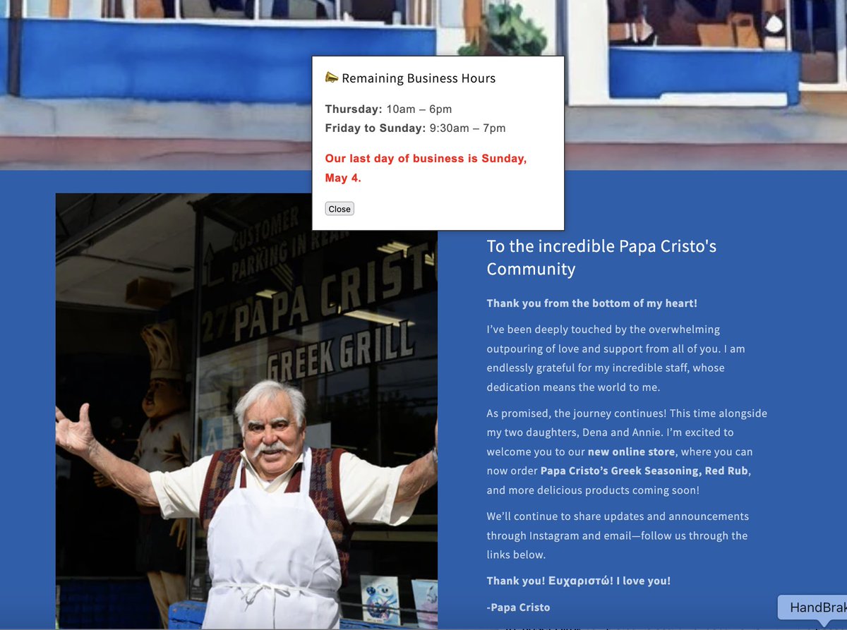 A new chapter for Papa Cristo's: after 77 years of trade, the beloved Greek restaurant and import market will shutter on Sunday May 4 at 7pm--but their new online shop will keep your pantry stocked with Papa's custom seasoning blends. papacristos.com