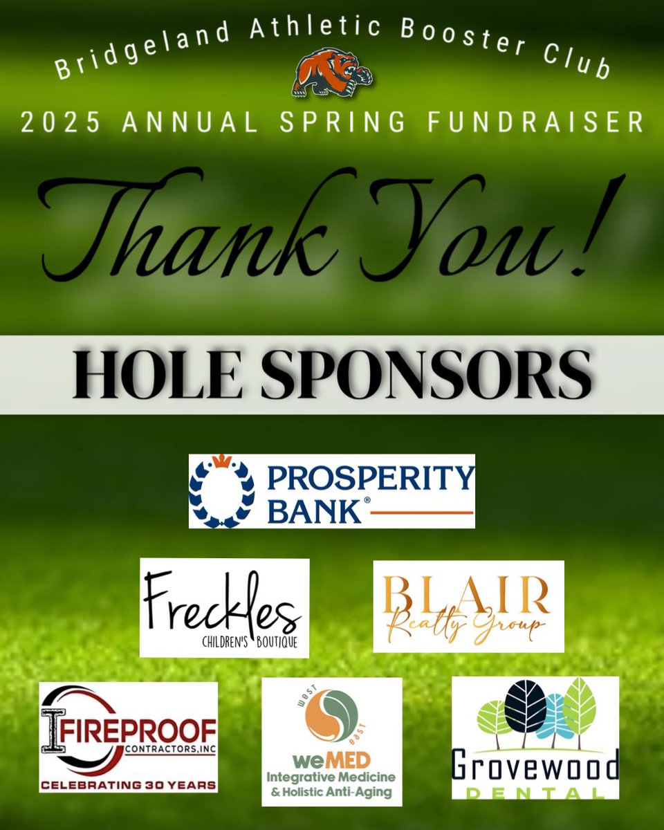 Today’s ✨SPONSOR SPOTLIGHT✨ goes to all our awesome Hole Sponsors for our Spring Golf Tournament this weekend!! ⛳️ BHABC and all our athletes appreciate your support to make this event a huge success for our Bridgeland Bears!!