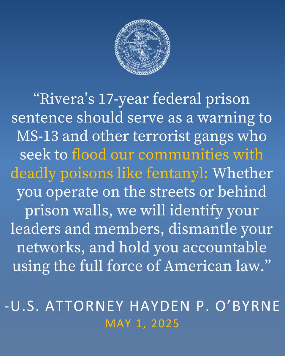 USAO_SDFL's tweet photo. MS-13 Gang Member who Led Transnational Fentanyl Distribution Operation from Inside State Prison Sentenced to 17 Years by South Florida Federal Judge 🔗: https://t.co/O2gQ2lelsS
@FBIMiamiFL
@USPIS_MIA
@DEAMIAMIDiv
@HSI_Miami
@PBCountySheriff
#OperationTakeBackAmerica
#OCDETF https://t.co/ebp53nHoPK
