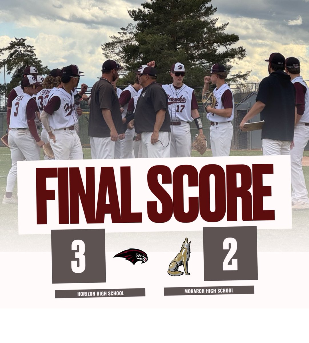 Parker Aaron hits a 3-run “bomb” and then pitching and defense do the rest! Hawks defeat Monarch, 3-2! Let’s go!