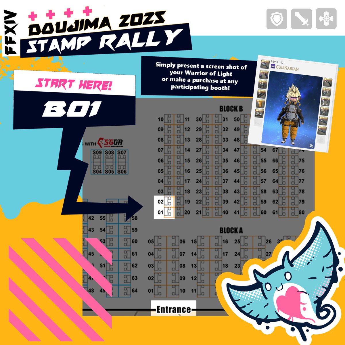 saltska's tweet image. Announcinggg the 
‼️Ascension Arcadia Challenge‼️
FFXIV Stamp Rally at #doujima2025 #doujimasg

Featuring 21 participating Warrior of Light challenger booths bringing you wares from all corners of Eorzea!
[RTs are appreciated♥️]