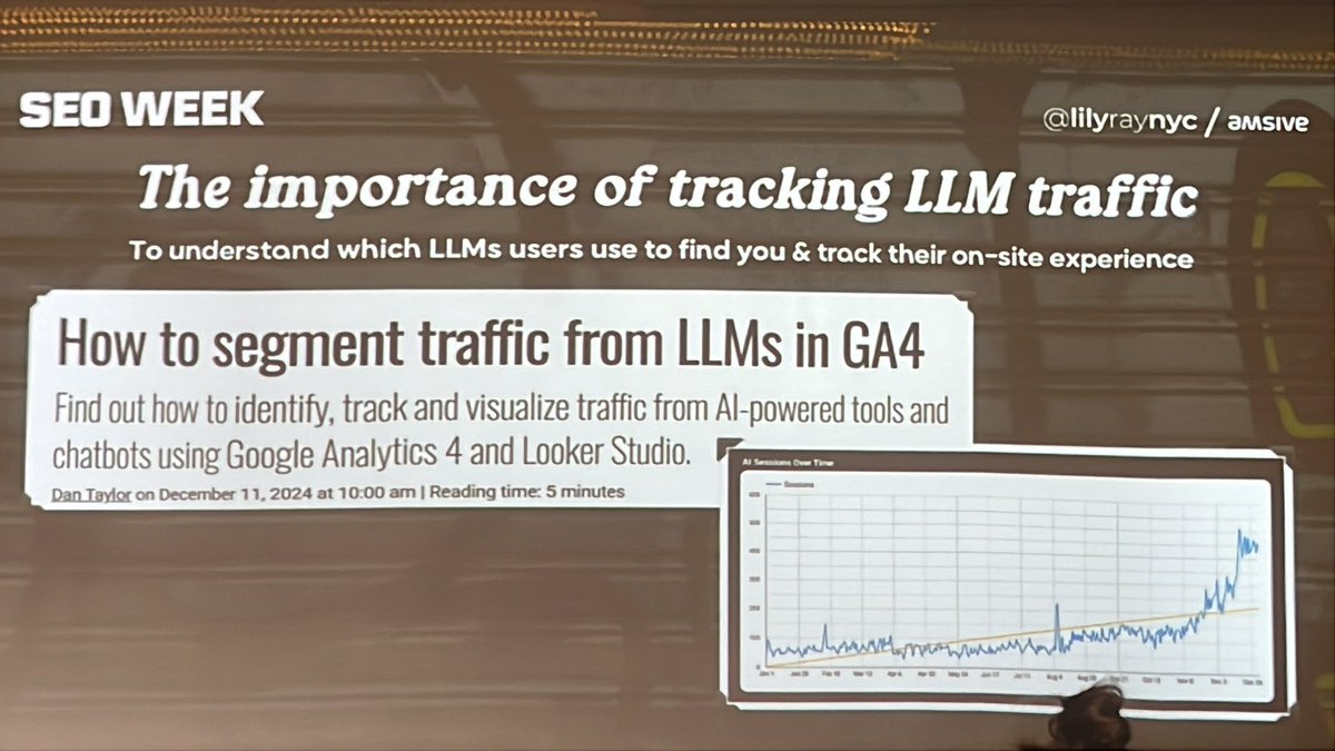 Track LLM traffic

— <a href="/lilyraynyc/">Lily Ray 😏</a> #seoweek