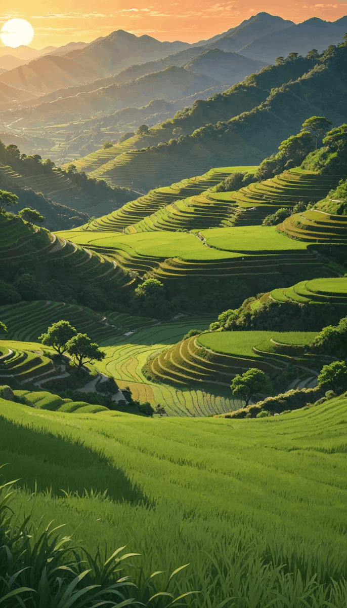 FideoWallpapers's tweet photo. Dusk Falls on Rice Terraces Life's simple pleasures, often the most beautiful https://t.co/leg5ILi7MU