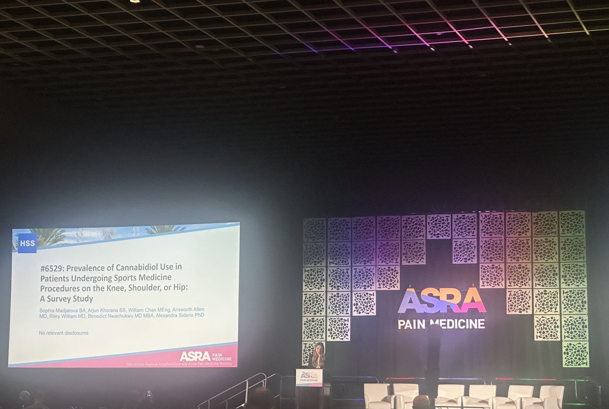HSS Anesthesiology (@hssanesthesia) on Twitter photo Congratulations to Sophia Madjarova for presenting an ASRA Presidentās Choice abstract: āPrevalence of cannabidiol use in patients undergoing sports medicine procedures on the knee, shoulder, or hip: A survey studyā! <a href="/ASRA_Society/">ASRA Pain Medicine</a> #ASRASPRING25 #ASRA50 Congratulations to Sophia Madjarova for presenting an ASRA Presidentās Choice abstract: āPrevalence of cannabidiol use in patients undergoing sports medicine procedures on the knee, shoulder, or hip: A survey studyā! <a href="/ASRA_Society/">ASRA Pain Medicine</a> #ASRASPRING25 #ASRA50