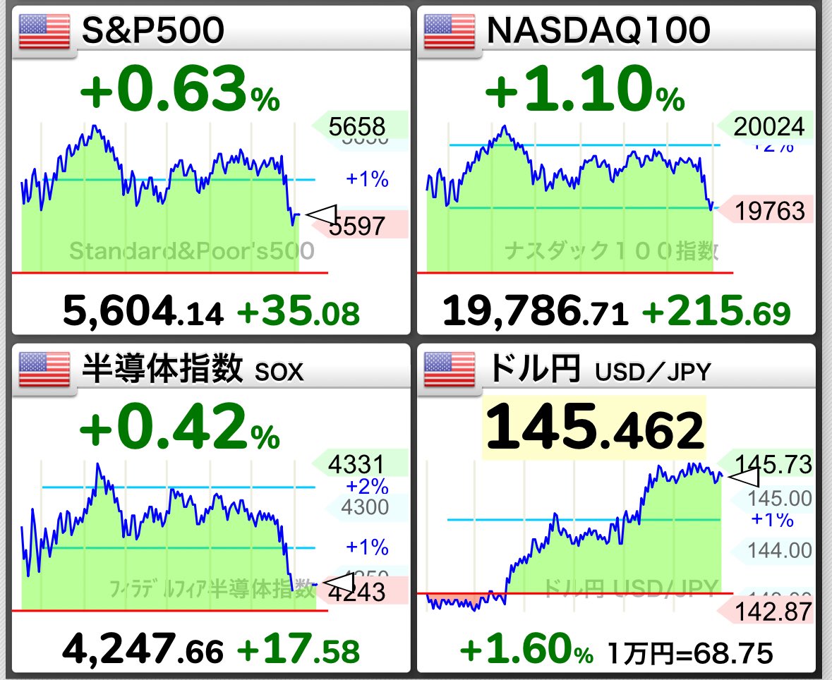 S&amp;P500は8連続上昇⤴️

MSFTとMETAが業績好調で牽引👍一方で関税により製造景況指数は失速😇

ドル高もあり評価額は+2.2%程度☺️まだまだ足りません、いつも通り市場に残りましょう✨