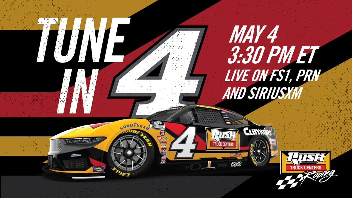 Rush Truck Centers (@rushtruckcenter) on Twitter photo Tune in for Texas. đź¤
Catch <a href="/NoahGragson/">Noah Gragson</a> in the No. 4 Rush Truck Centers / <a href="/Cummins/">Cummins Inc.</a> Ford Mustang Dark Horse this Sunday, May 4, at Texas Motor Speedway for the WĂĽrth 400.
<a href="/TXMotorSpeedway/">Texas Motor Speedway</a>
#NASCAR #Motorsports #TexasMotorSpeedway Tune in for Texas. đź¤
Catch <a href="/NoahGragson/">Noah Gragson</a> in the No. 4 Rush Truck Centers / <a href="/Cummins/">Cummins Inc.</a> Ford Mustang Dark Horse this Sunday, May 4, at Texas Motor Speedway for the WĂĽrth 400.
<a href="/TXMotorSpeedway/">Texas Motor Speedway</a>
#NASCAR #Motorsports #TexasMotorSpeedway