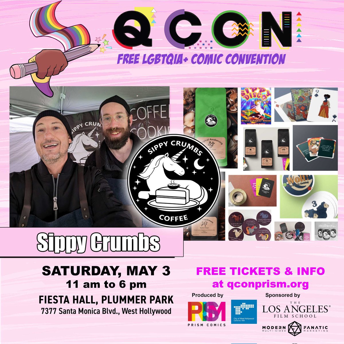 Q CON 2025 is overjoyed to be joined by Sippy Crumbs Coffee! 
Sippy Crumbs is a subscription coffee service with pop ups all over the country that prioritizes employee rights and empowerment!
REGISTER FOR FREE TICKETS: qconprism.org
#comics #lgbtqia #indie