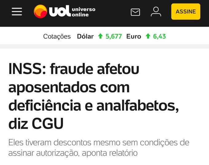 BrazilenDireita's tweet photo. INACREDITÁVEL!
Além da #aposentadorias dos #idosos, roubou dos #indígenas e até os #deficientes???
Eles roubaram inclusive quem não tinha condições de assinar pelos descontos. https://t.co/t5fi9ktcKS