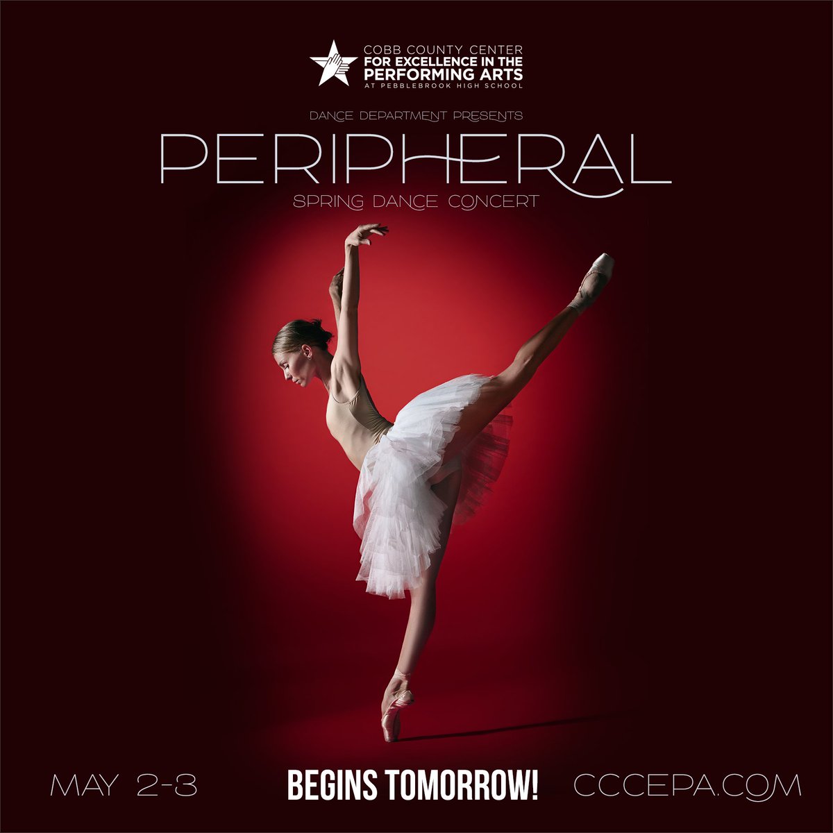 CCCEPA Dance's "Peripheral" Takes the Stage TOMORROW!
Experience the edge of movement and imagination at Peripheral: Spring Dance Concert. 
Tickets are selling fast—get yours now!
cur8.com/18943/project/… - mailchi.mp/cobbk12/periph…