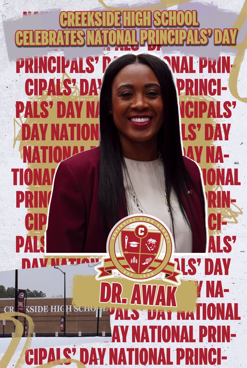 Happy National Principals Day to Dr. Awak!
From the staff, students, and community of Creekside HS- thank you for leading with strength, grace, &amp; vision. Your fearless leadership inspires us daily. We celebrate you today &amp; valways!
#NationalPrincipalsDay #ForwardTogetherWithPride