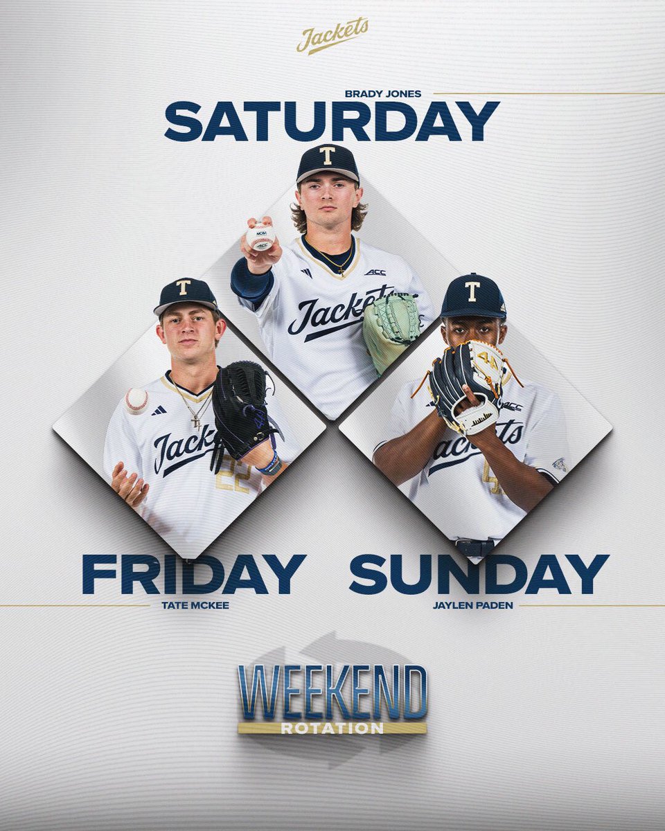 𝗧𝗵𝗲 𝗪𝗲𝗲𝗸𝗲𝗻𝗱 𝗥𝗼𝘁𝗮𝘁𝗶𝗼𝗻

Georgia Tech vs Western Carolina

Friday - 6 pm // Saturday - 4 pm // Sunday - 1 pm

🎟️ buzz.gt/BSB-Tix

#StingEm🐝 x #WreckHavoc