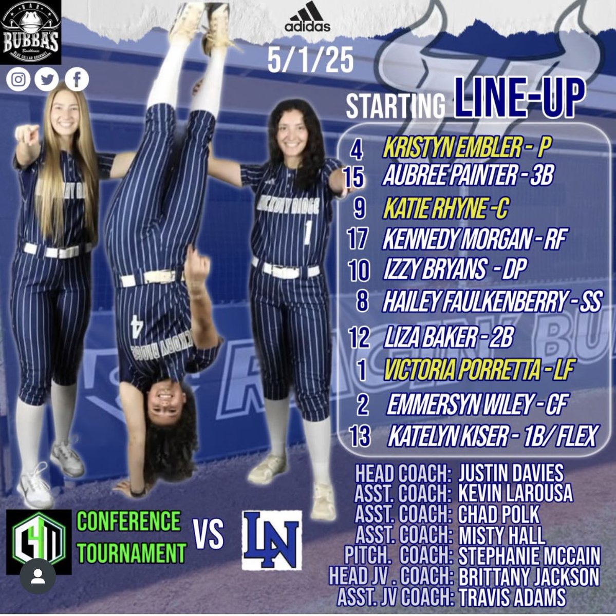 HRHSVarsitySoftball (@hrbullssoftball) on Twitter photo 🚨GAME DAY🚨
<a href="/Gm4Sports/">Greater Metro 4 Conference</a> Conference Championship goes down tonight!!! Come out and BE LOUD !
🆚 Lake Norman Wildcats
⏰ 6pm
📍 Hickory Ridge HS
📊 Game Changer
🤘🏽 HORNS UP
<a href="/hrhsbulls/">Hickory Ridge Ragin’ Bulls 🤘🏻</a> <a href="/MaxPreps/">MaxPreps</a> <a href="/HighSchoolOT/">HighSchoolOT</a> <a href="/charlottepreps/">Observer Preps</a> 🚨GAME DAY🚨
<a href="/Gm4Sports/">Greater Metro 4 Conference</a> Conference Championship goes down tonight!!! Come out and BE LOUD !
🆚 Lake Norman Wildcats
⏰ 6pm
📍 Hickory Ridge HS
📊 Game Changer
🤘🏽 HORNS UP
<a href="/hrhsbulls/">Hickory Ridge Ragin’ Bulls 🤘🏻</a> <a href="/MaxPreps/">MaxPreps</a> <a href="/HighSchoolOT/">HighSchoolOT</a> <a href="/charlottepreps/">Observer Preps</a>